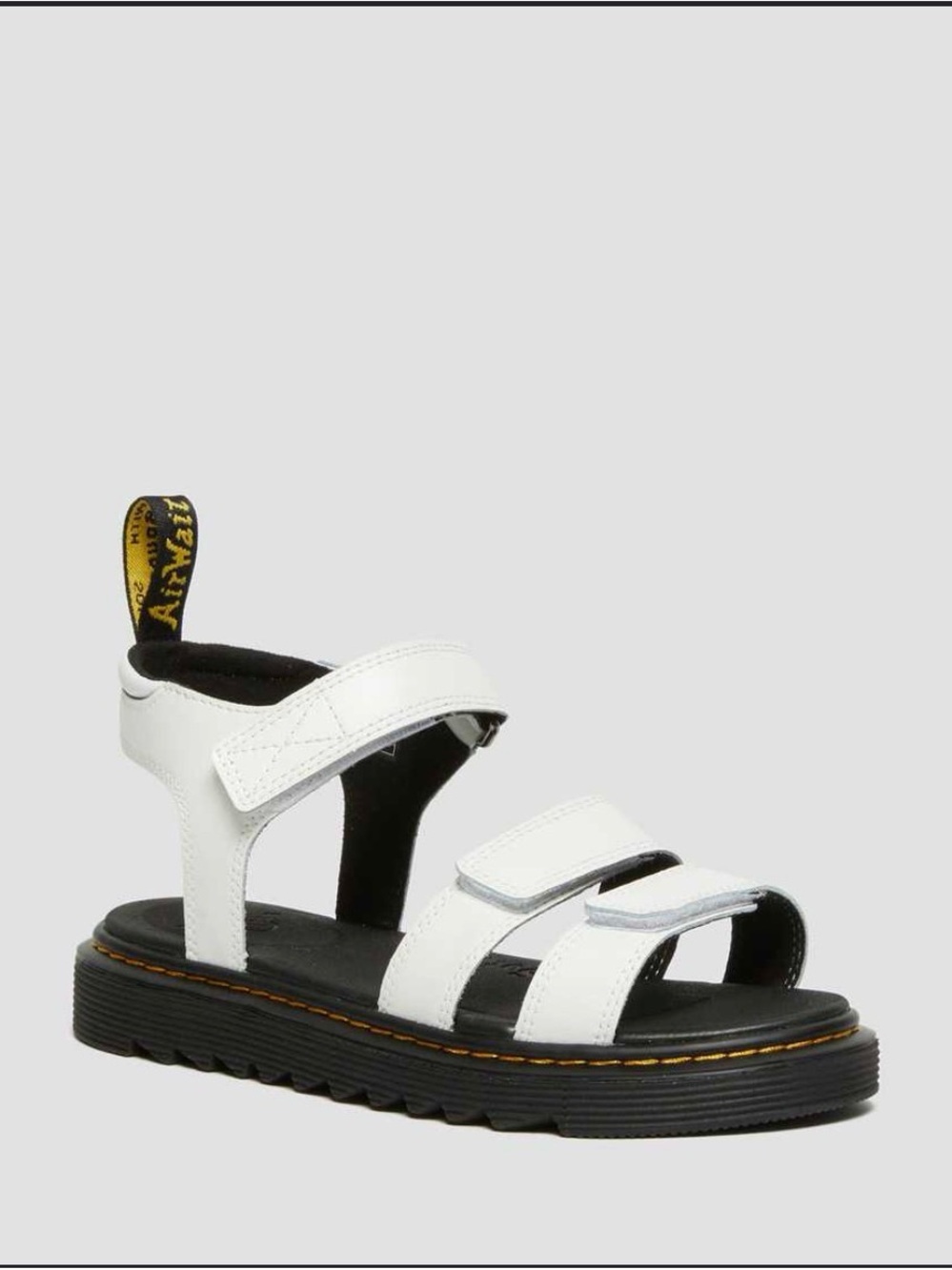 NWOB Dr. Martens YOUTH KLAIRE LEATHER STRAP SANDALS Kids' White Size 3